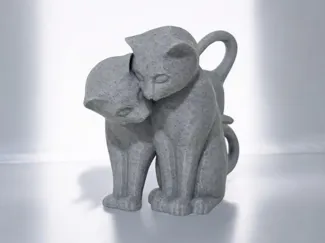Two cute cats / Low Poly , modern decor