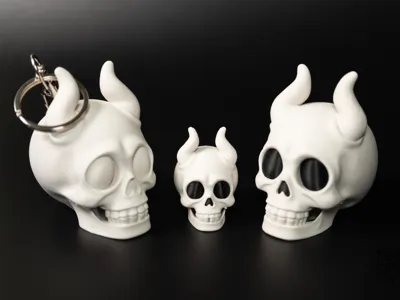 Pocket Horned Skull, Bag Charm or Shelf Piece
