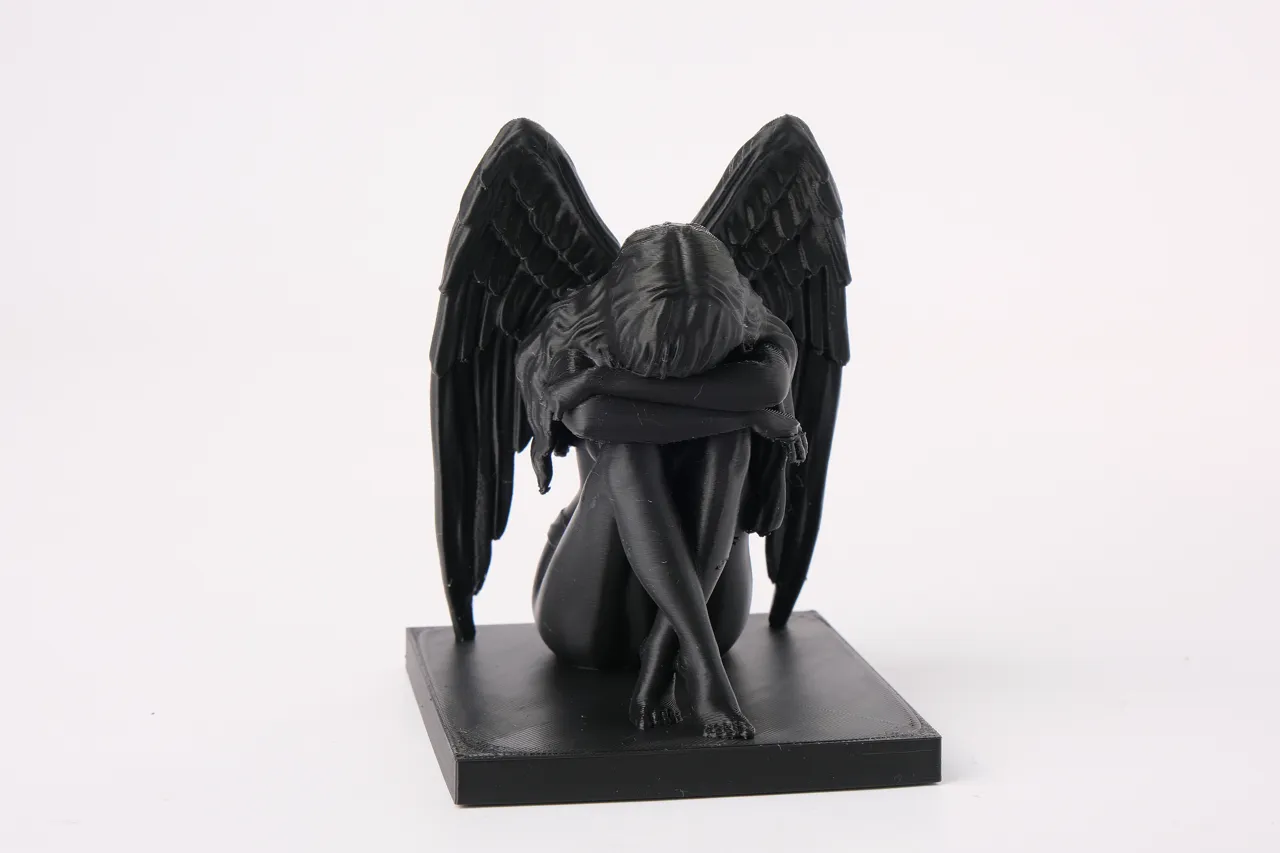 Crying Angel Sculpture – Winged Figure Decor view 2