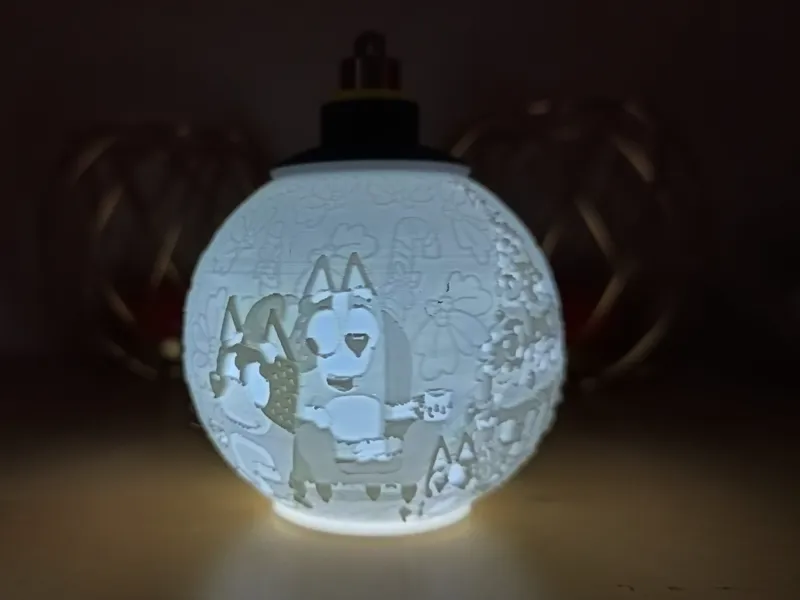 Bluey Christmas Lithophane Ball