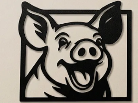 Happy Pig Wall Art – Cute Farmhouse Silhouette