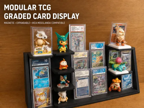 Estante o repisa: Modular PSA/CGC/BGS/TCG/ACE Display IKEA MOSSLANDA — referencia de MakerWorld