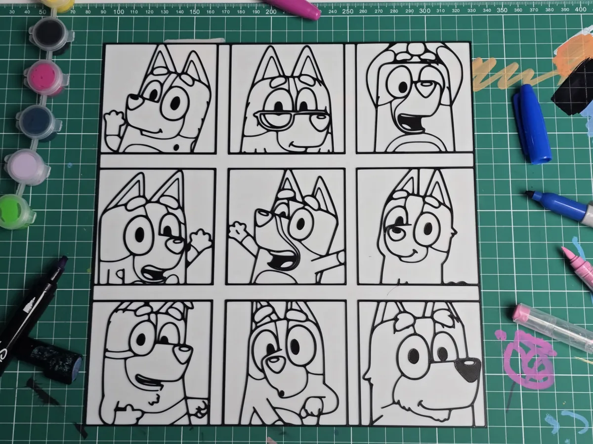 Bluey Coloring Panel Craft Decor - Free 3D Print Model - MakerWorld
