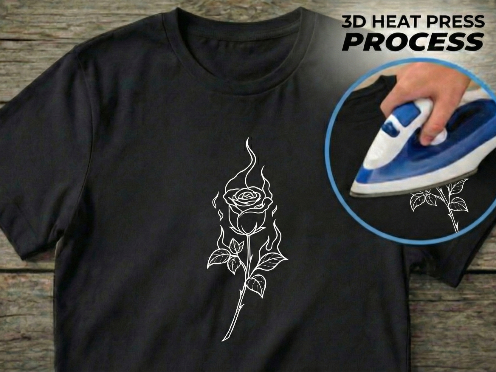 T-shirt Print - Fire Rose