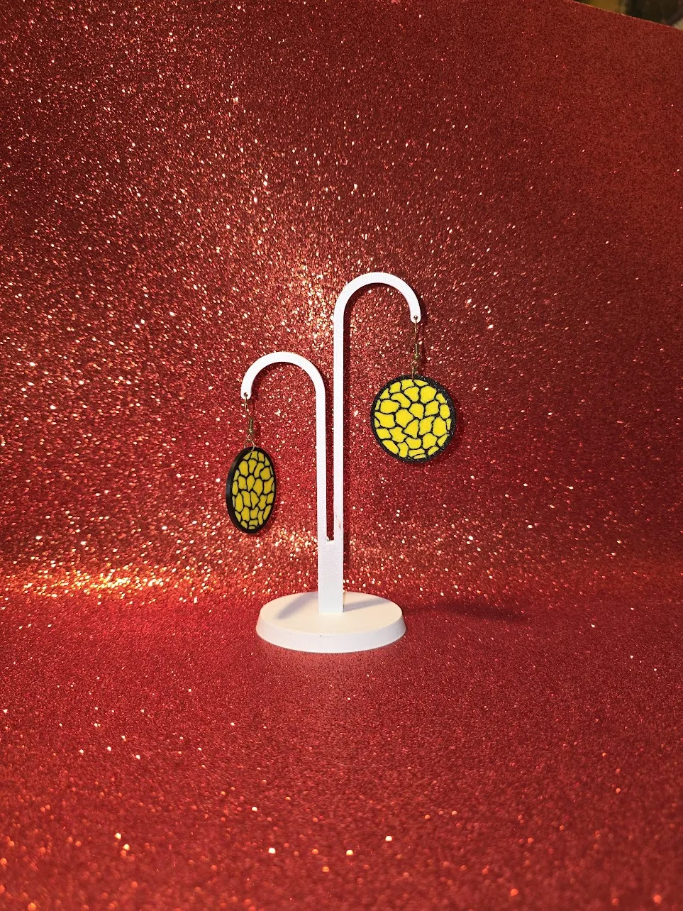 Giraffe skin earrings view 3