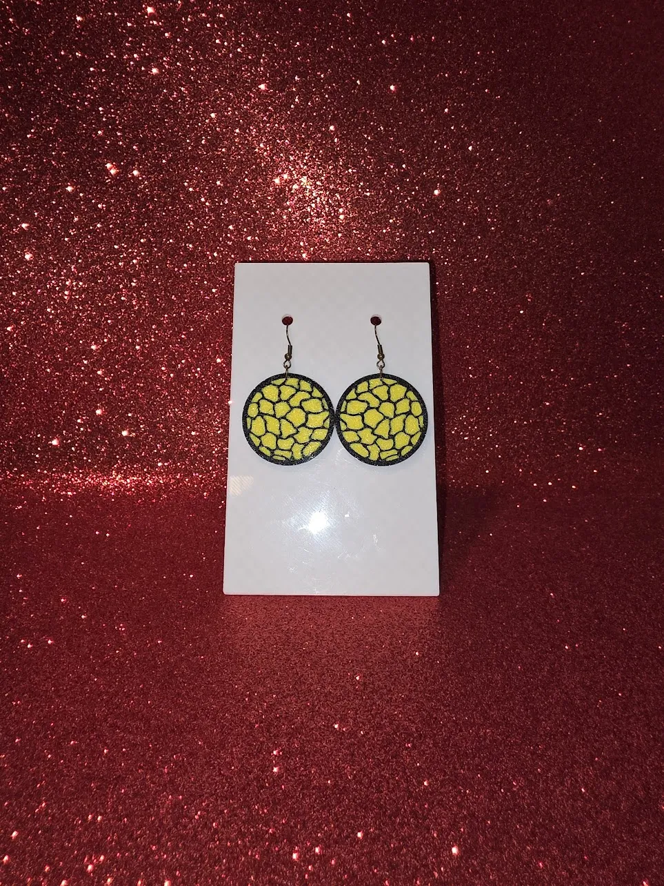 Giraffe skin earrings view 2