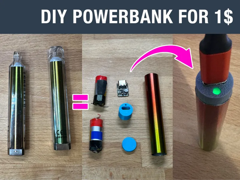 DIY power bank for $1 made from old e-cigarettes