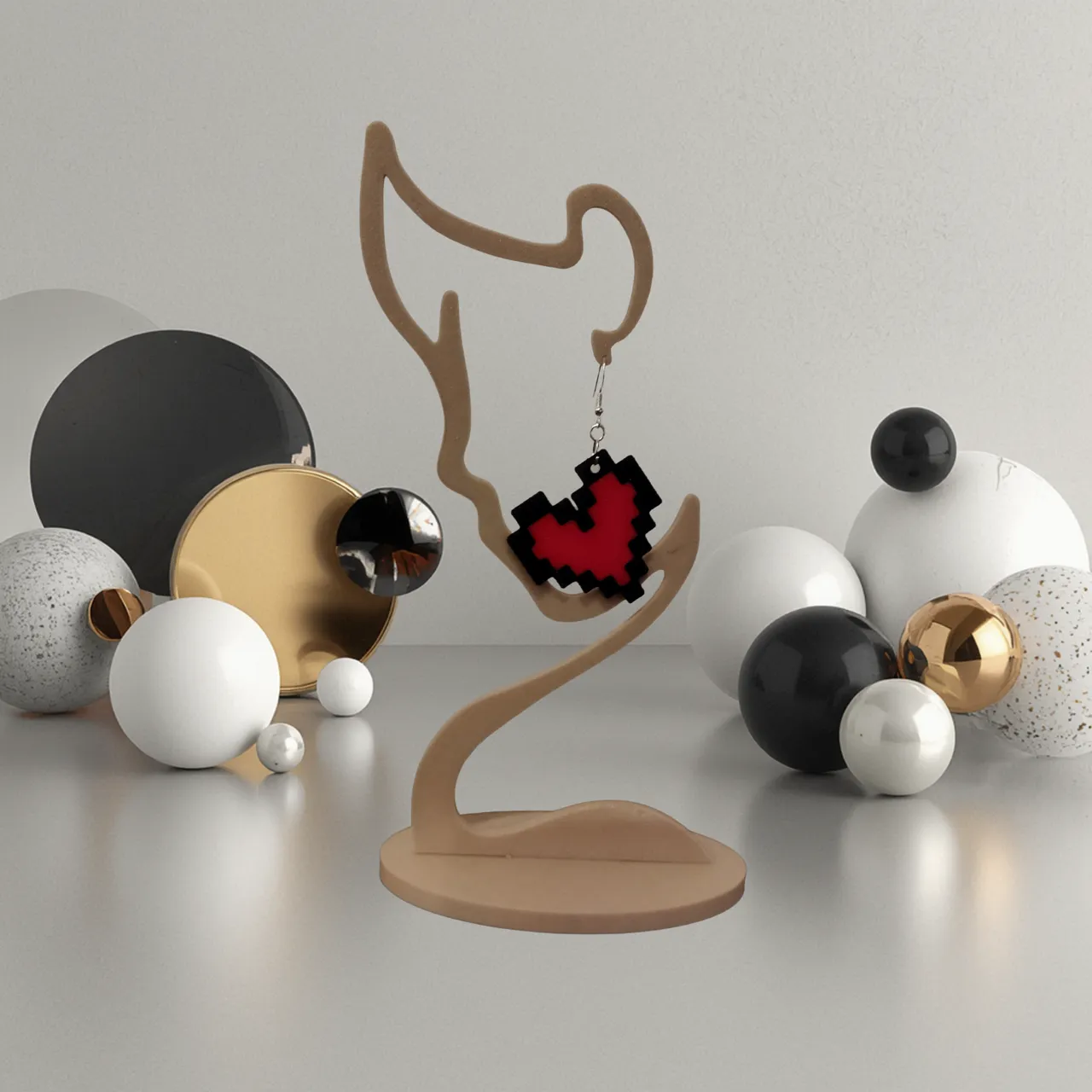 Retro Pixel Heart Earrings view 2