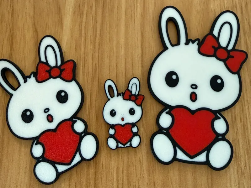 Cute Bunny with heart (Keychain)