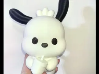 可爱的长耳朵喝奶茶帕恰狗