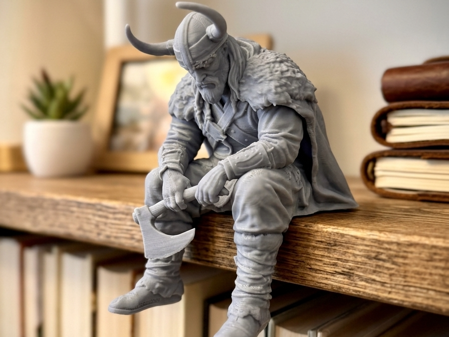 Sad Viking Edge Sitter Figurine - sitting on ledge