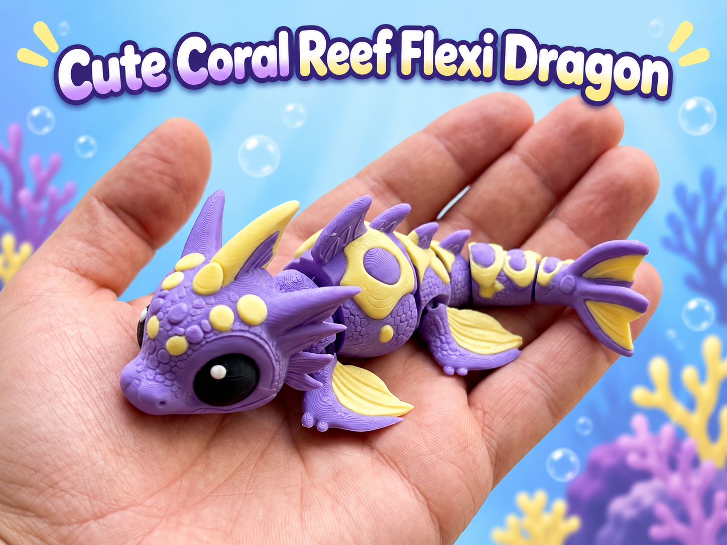 Cute Coral Reef Flexi Dragon - 3D printed Other Toys & Games, in stock in India