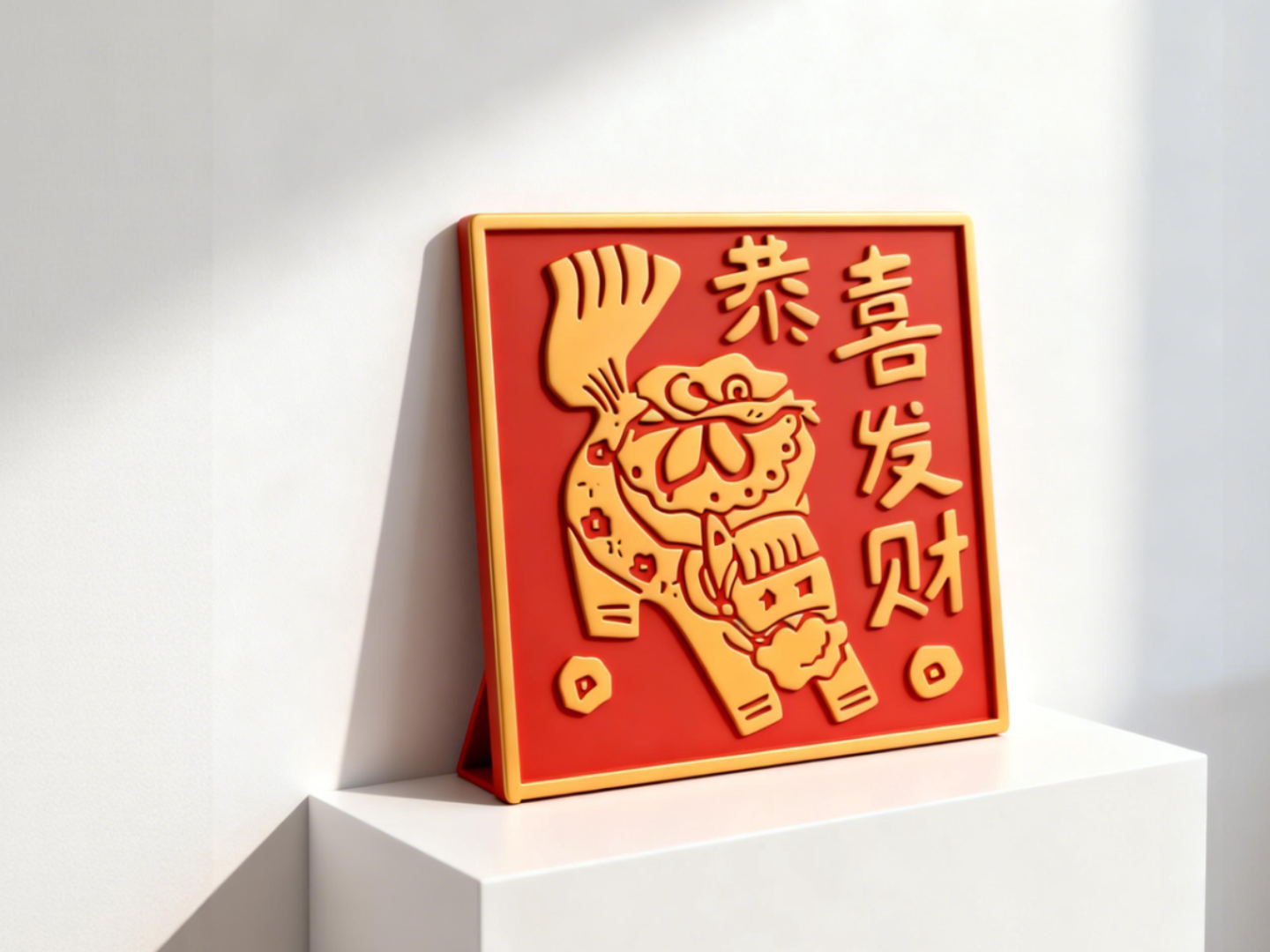 恭喜发财-2026年新年装饰-中国农历马年春节-办公室工位摆件