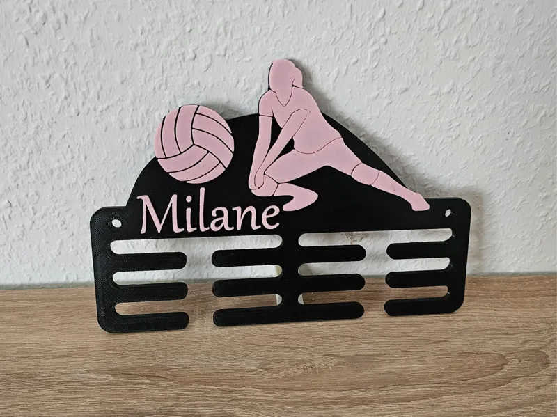 Wandschild mit Haken Volleyball - Name anpassbar