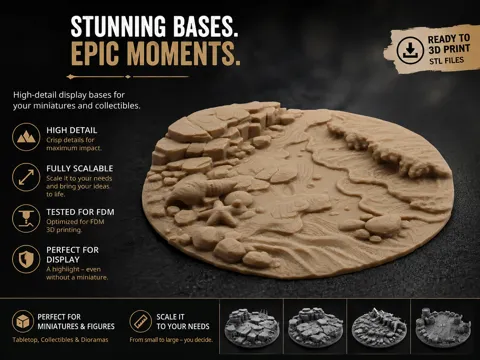 Escenografía en miniatura: Base|Terrain|Diorama - Beach Waves — referencia de MakerWorld