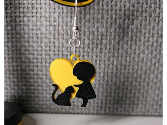 Child and cat - earrings