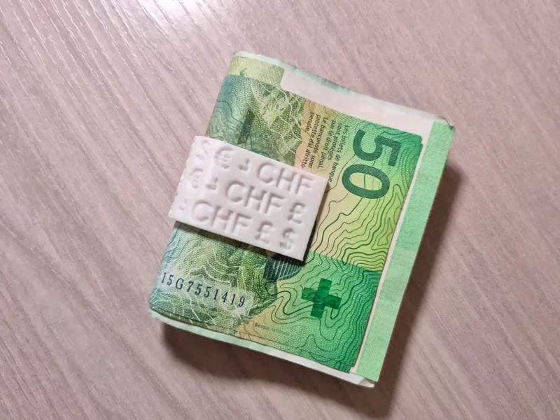 Money clip with currency symbols