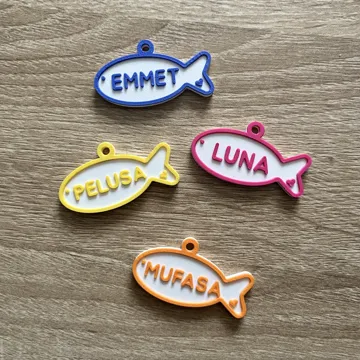 Modelo para impresión 3D: Placa Medalla Nombre Mascota Gato Personalizado — vista de referencia 3