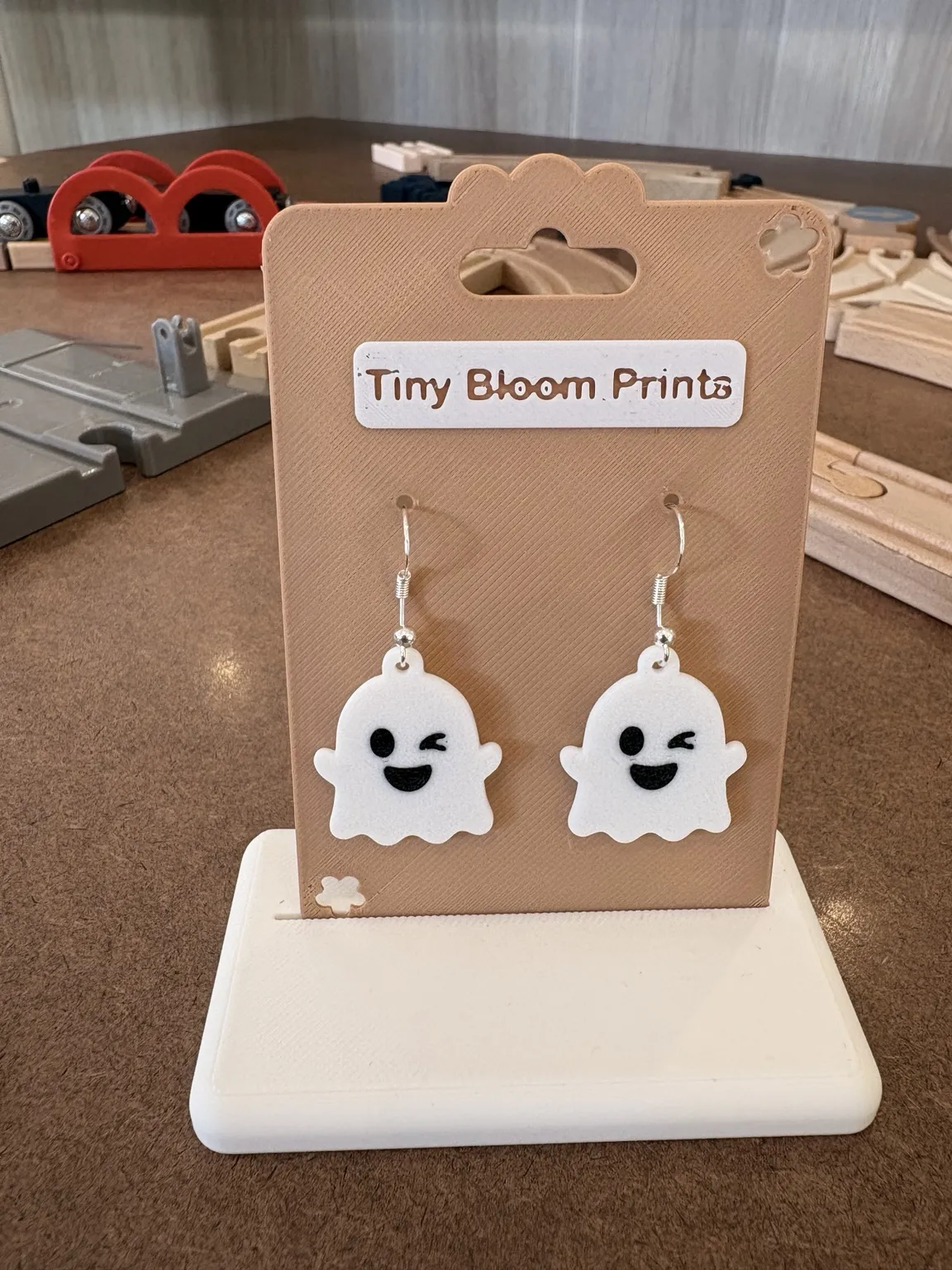 Wink Ghost Mood Expression Earrings view 2