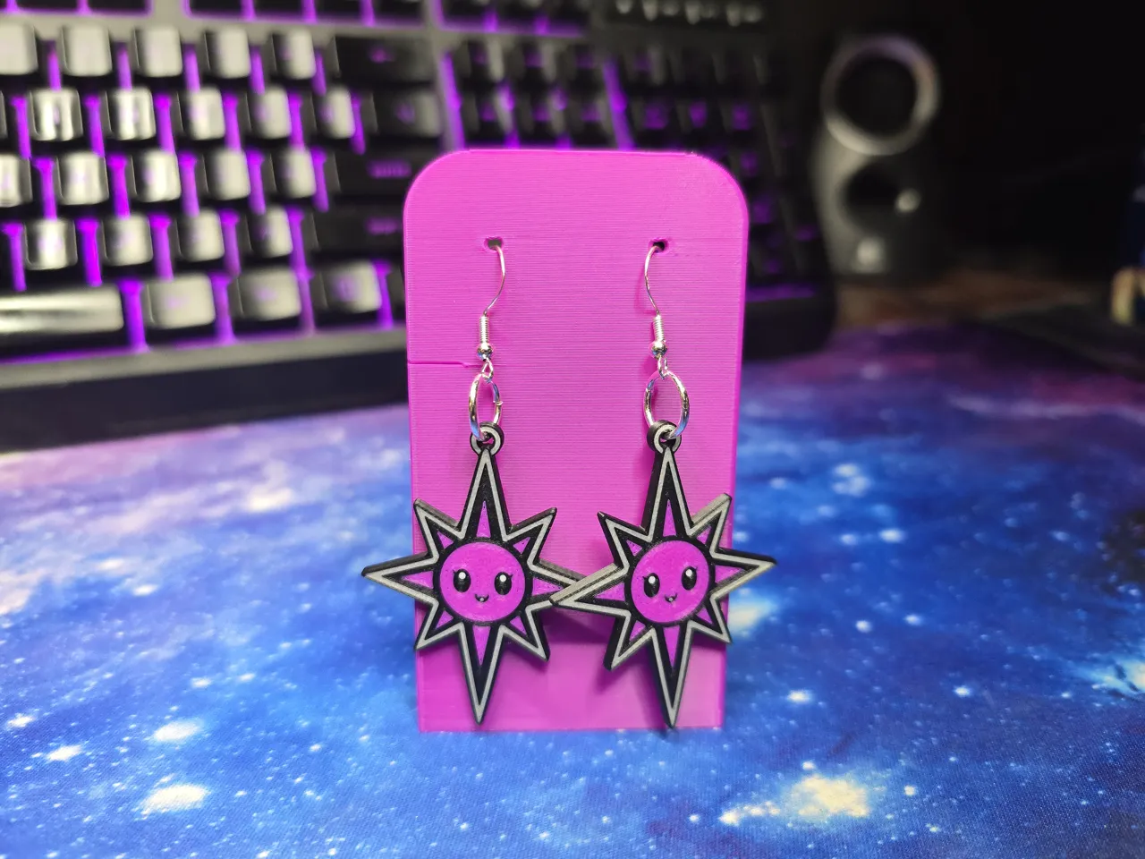 Synth Star Earrings view 2