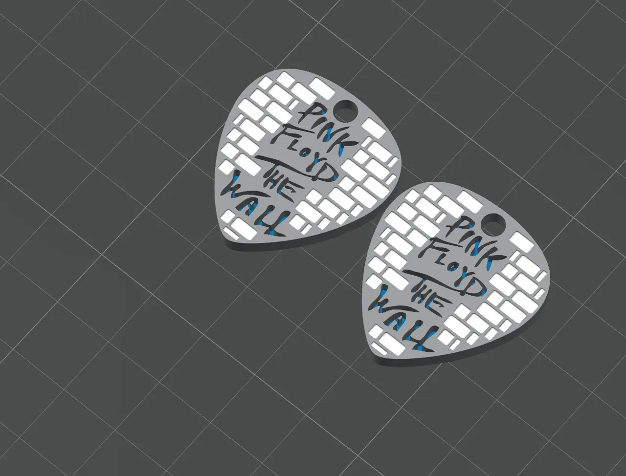 Pink Floyd guitar pick earrings/keychain view 4