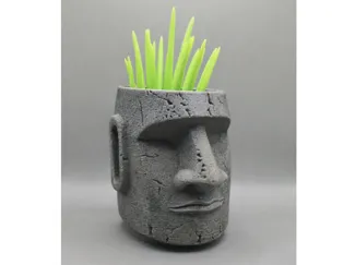 Flowerpot head Moai figurine / desk organizers