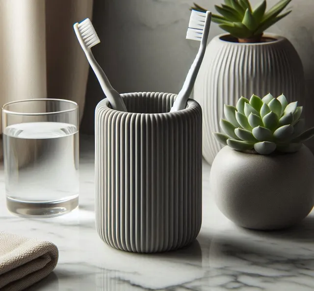 Modern Ribbed Toothbrush & Toothpaste Holder