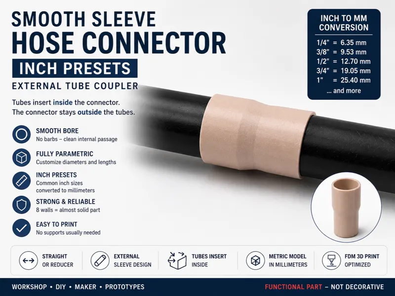 Parametric Sleeve Tube Coupler – Inch Presets