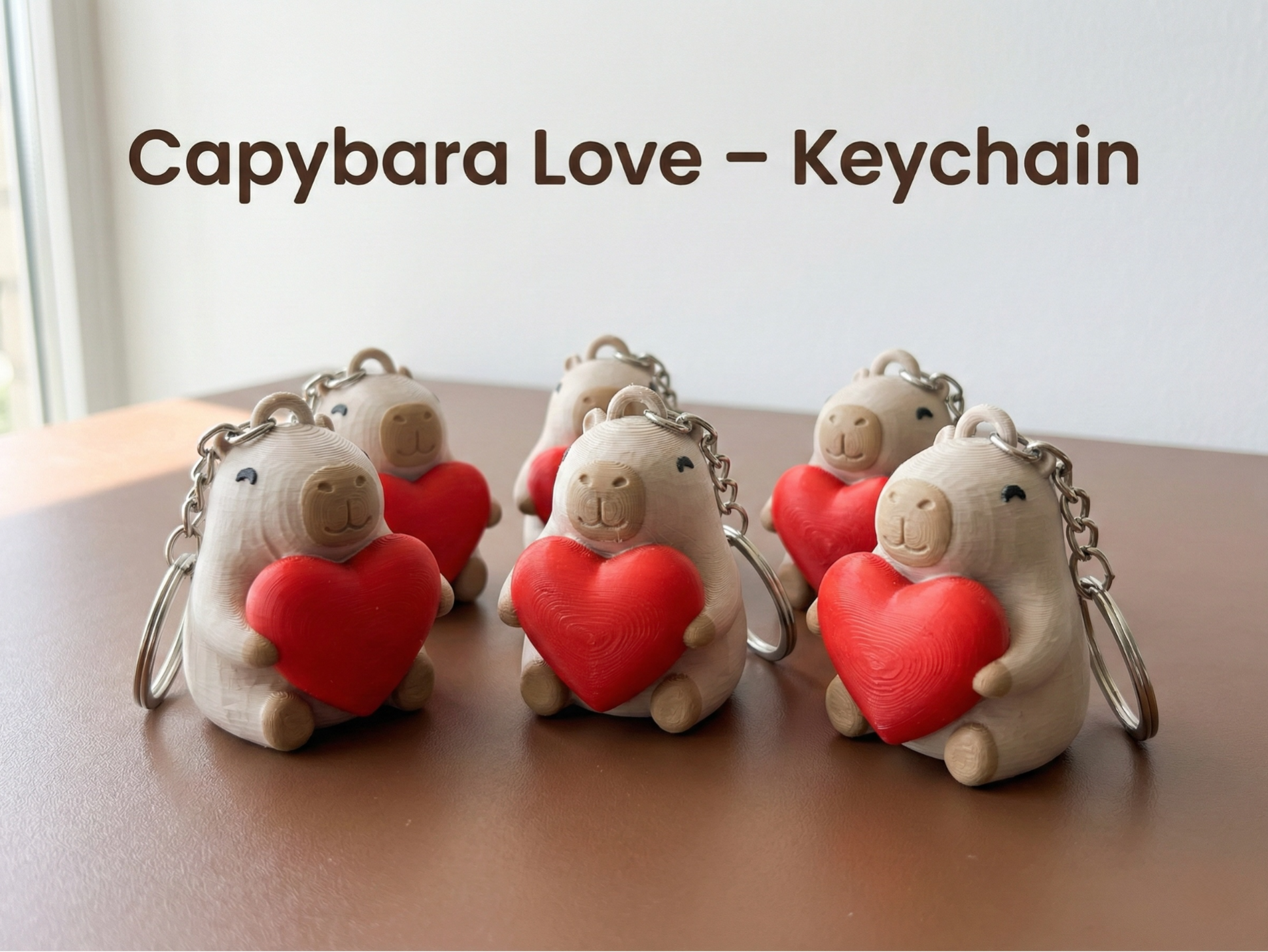 Capybara Love – Cute Heart Keychain