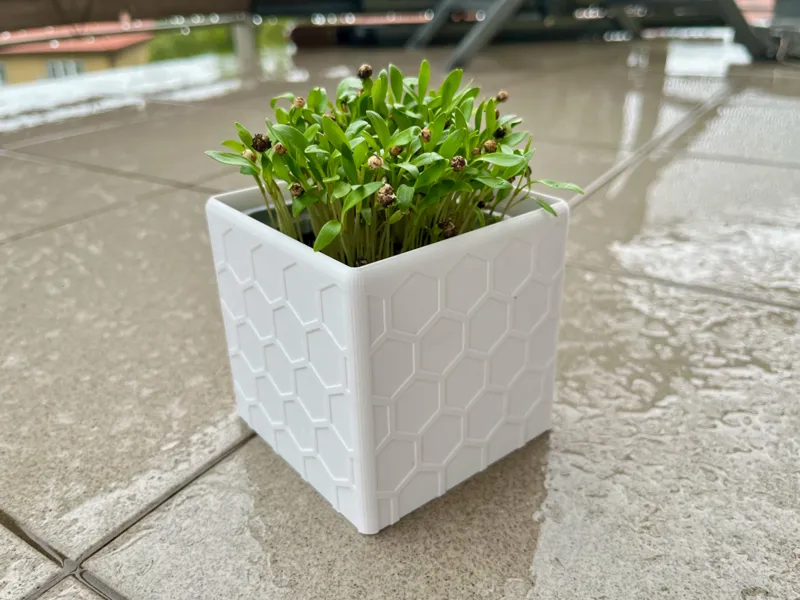 Planter with Honeycomb Pattern