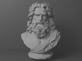 Zeus – Greek God Bust (Low Poly 3D Print Model)