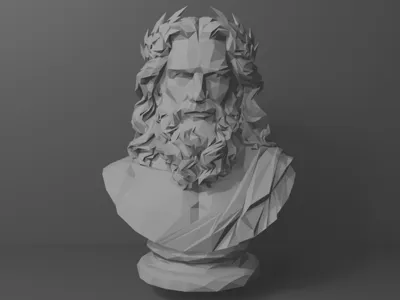 Zeus – Greek God Bust (Low Poly 3D Print Model)