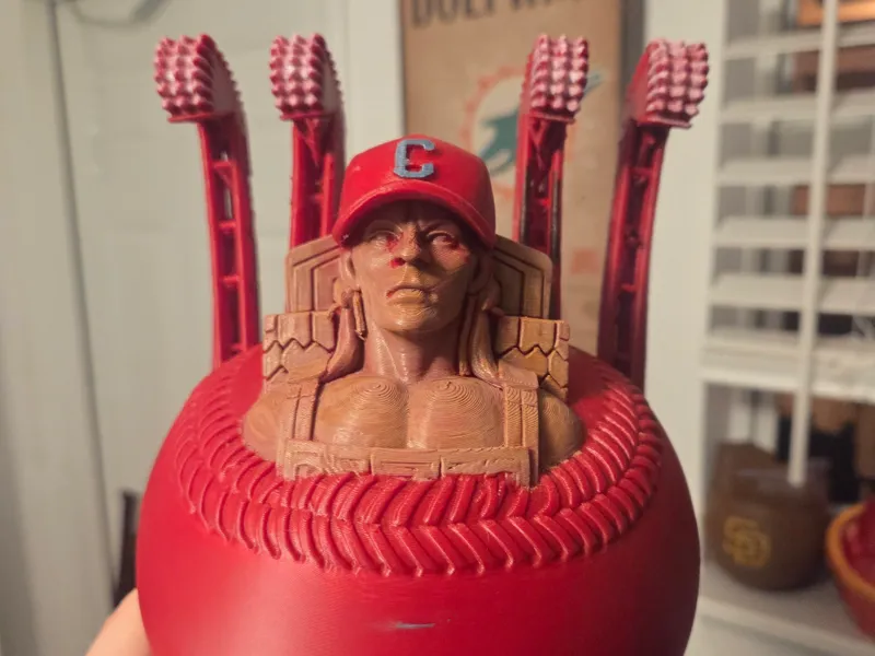 Cleveland Guardians baseball sculpture 