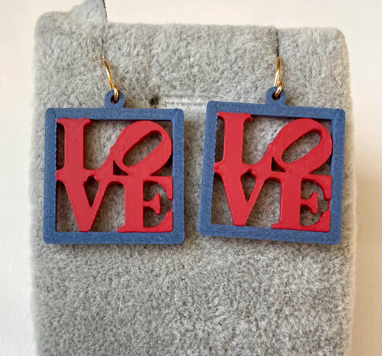 Love Statue Earrings in style of Robert Indiana view 2