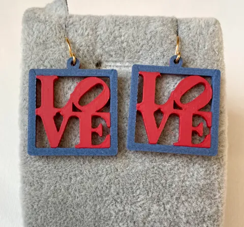 Love Statue Earrings in style of Robert Indiana view 2