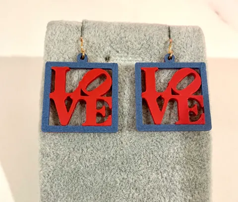 Love Statue Earrings in style of Robert Indiana