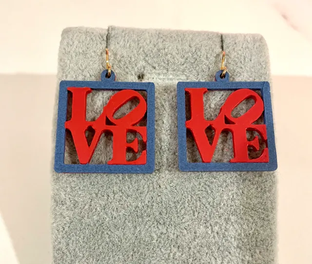 Love Statue Earrings in style of Robert Indiana