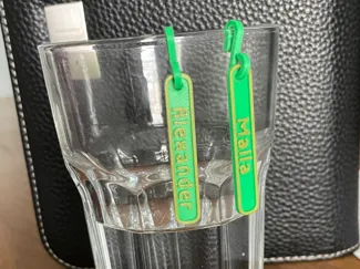 Namensschild für Glas Becher