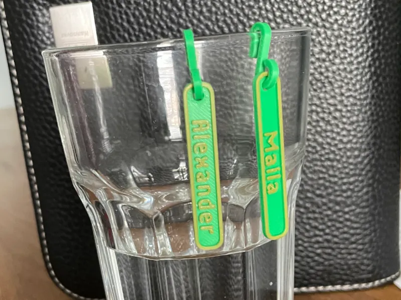 Namensschild für Glas Becher