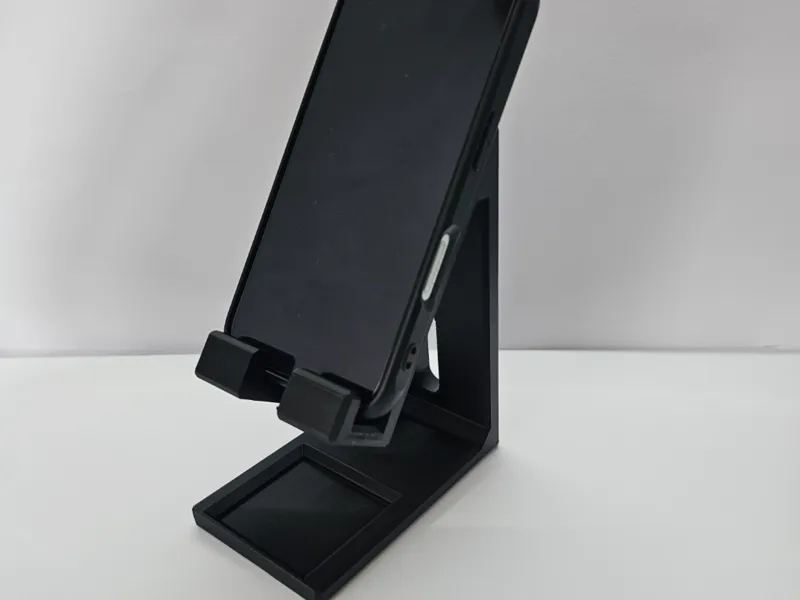 Modern 3D Printed Phone Stand with Earbuds Tray