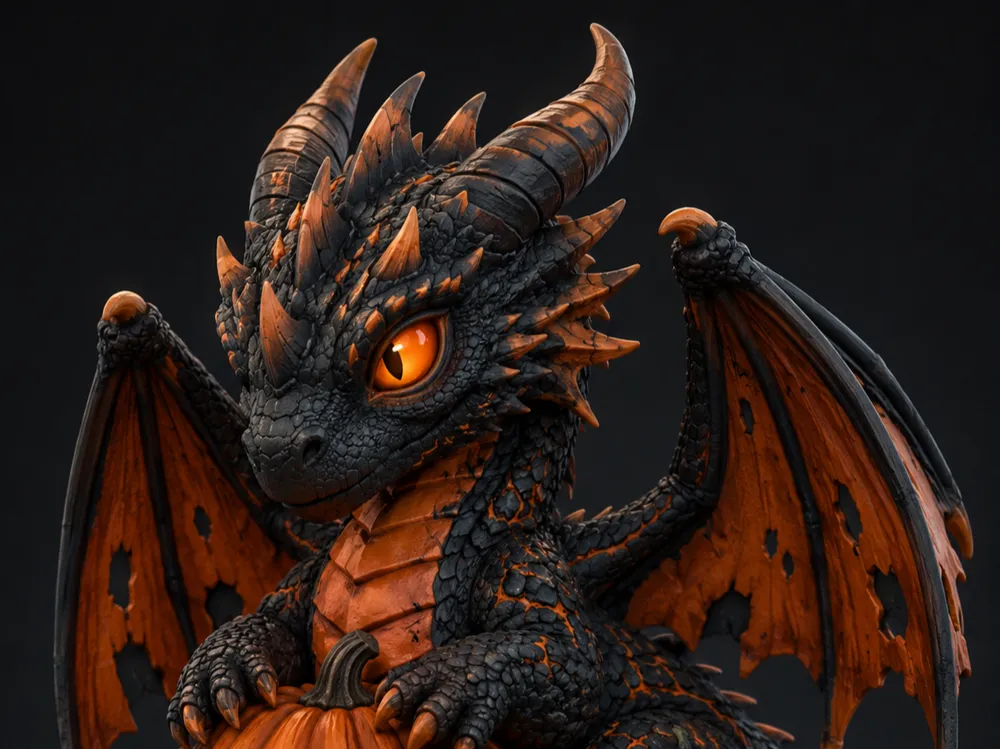 Adorno temático: Halloween Pumpkin Dragon. Referencia del modelo original.
