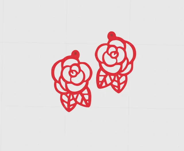 Earrings Rose Flowers with Leaf