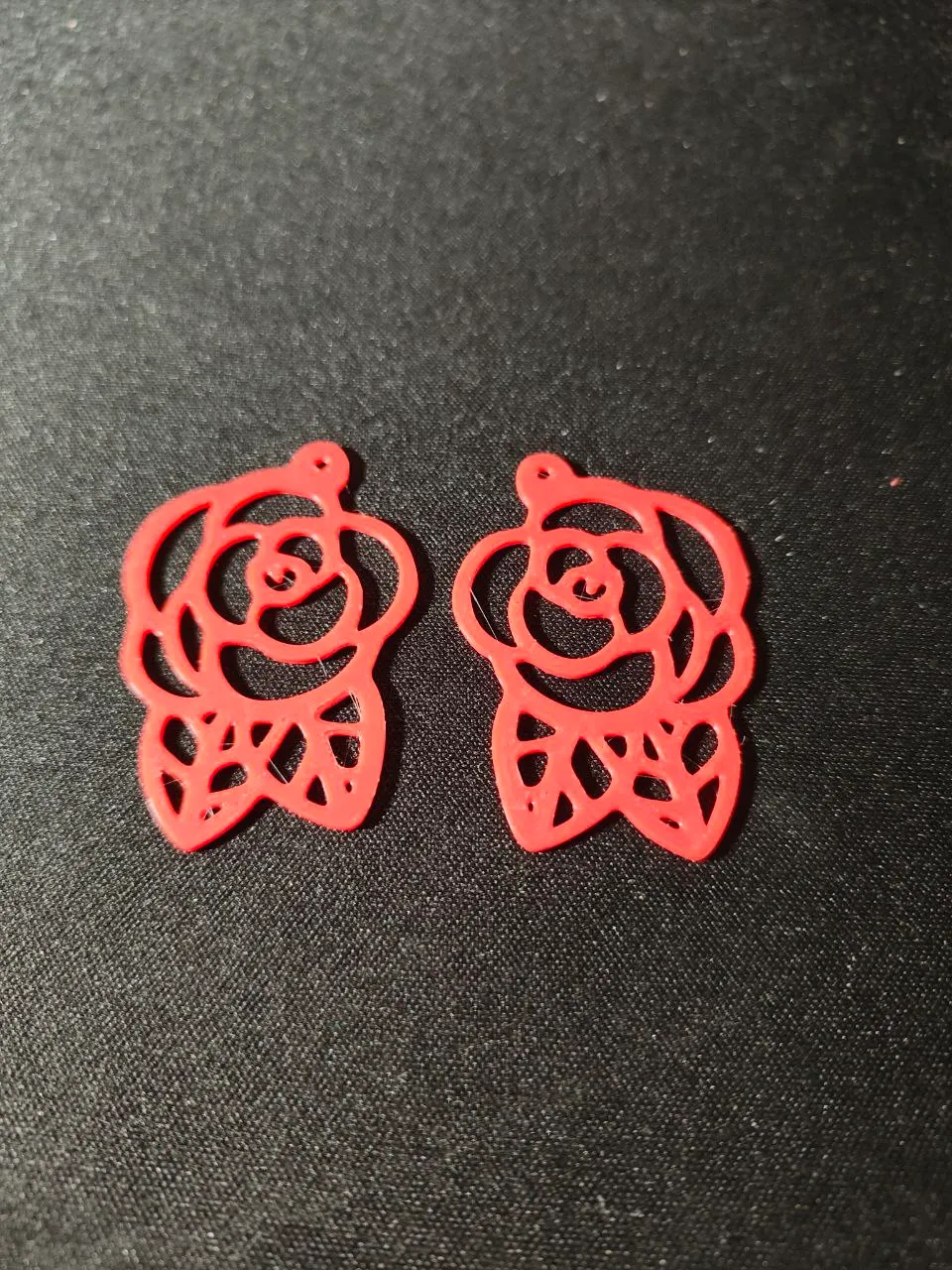 Earrings Rose Flowers with Leaf view 2