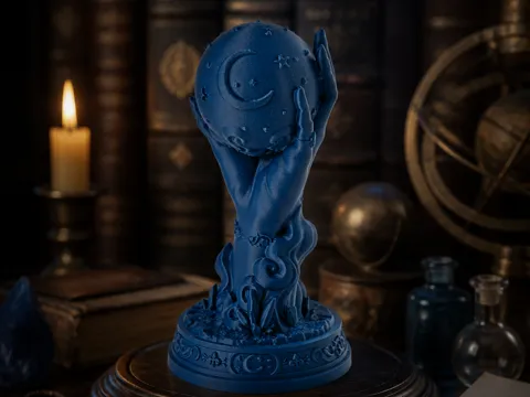 Figura decorativa: Celestial Hand – Moon & Stars Sphere Sculpture — referencia de MakerWorld