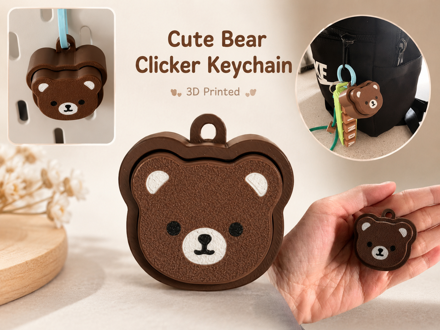 Cute Bear Clicker Keychain