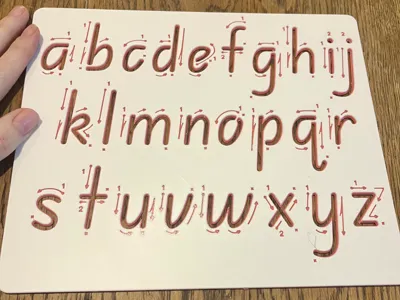 alphabet handwriting stencil with stroke direction