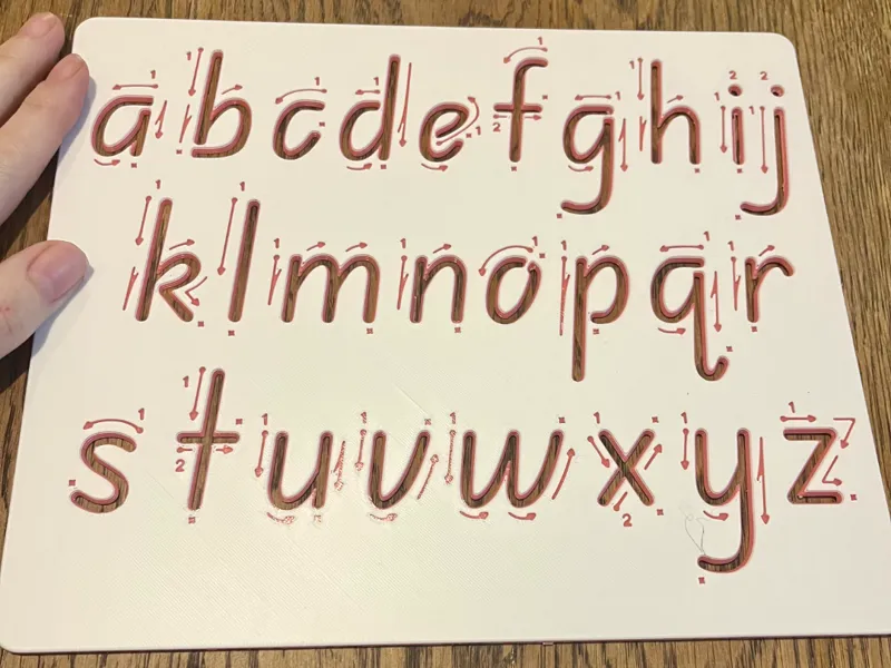 alphabet handwriting stencil with stroke direction