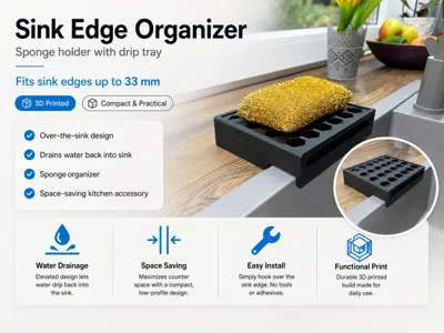 Sink Edge Organizer with Direct Drip Tray