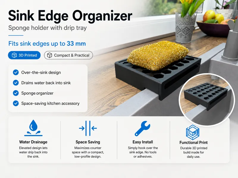 Sink Edge Organizer with Direct Drip Tray