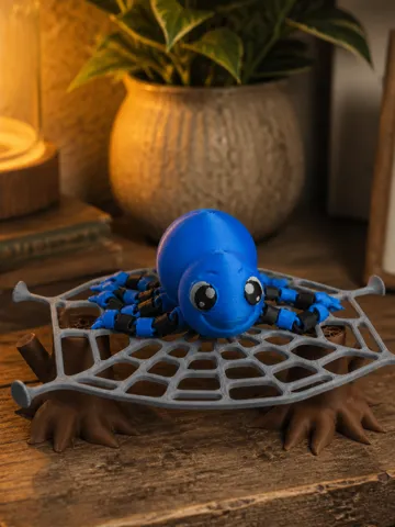 Letrero o emblema decorativo: Flexi Spider on Web, Articulated Halloween Toy — vista de referencia 2